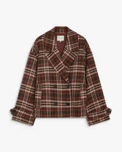 Manteau oversize croisé à carreaux cherry Ayme