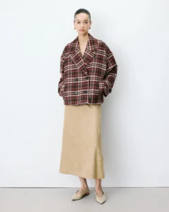 Manteau oversize croisé à carreaux cherry Ayme