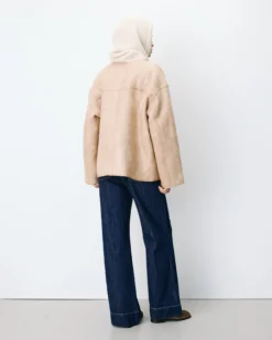 Manteau teddy court réversible beige Arwen