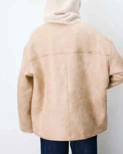 Manteau teddy court réversible beige Arwen