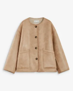 Manteau teddy court réversible beige Arwen