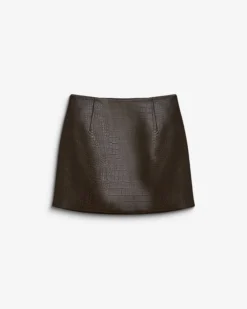 Mini-jupe en similicuir effet croco chocolat Betty