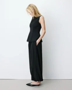 Pantalon ballon taille haute ajustable noir Aniel