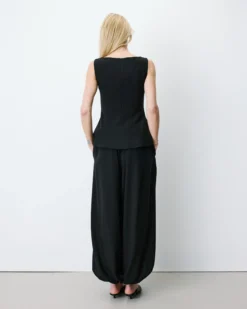 Pantalon ballon taille haute ajustable noir Aniel