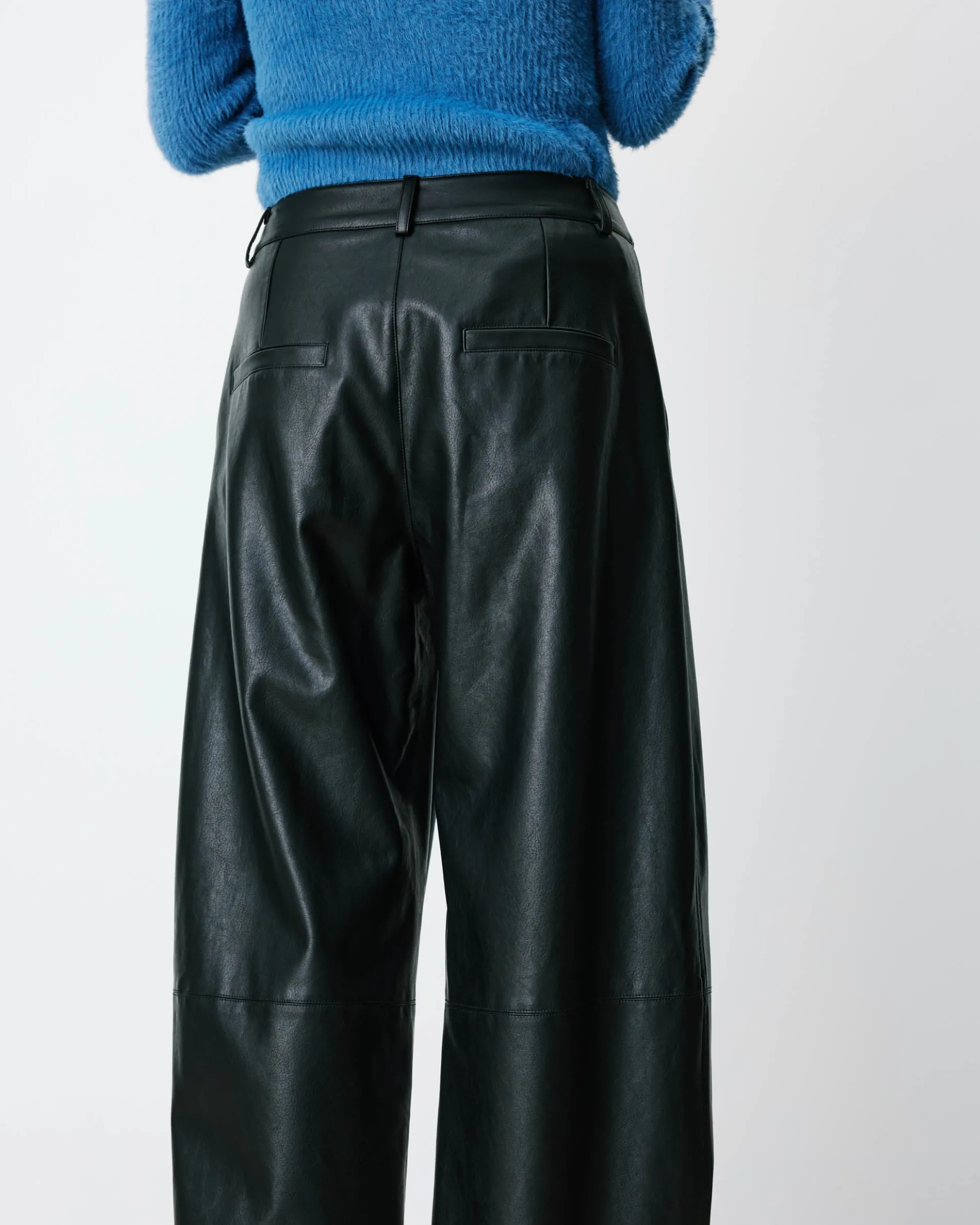 Pantalon barrel similicuir noir Alfie