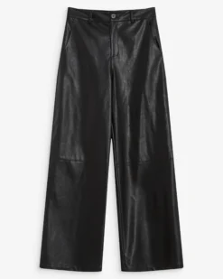 Pantalon barrel similicuir noir Alfie