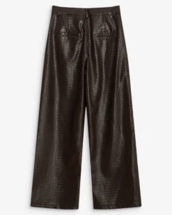Pantalon barrel similicuir texturé chocolat Artius