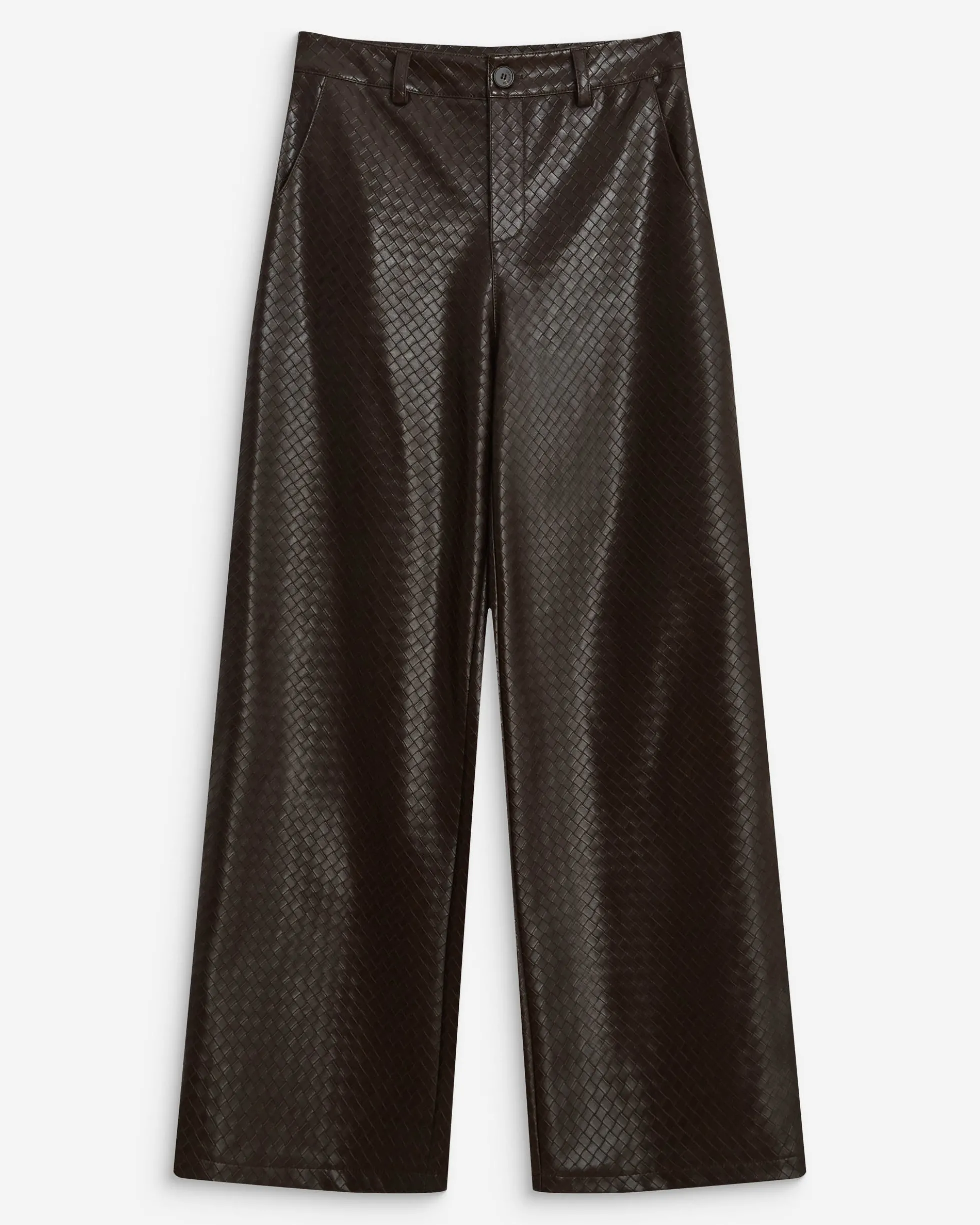 Pantalon barrel similicuir texturé chocolat Artius