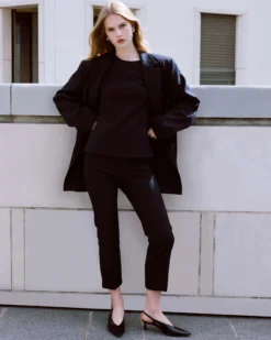 Pantalon capri ajusté à rayures marine Adrian