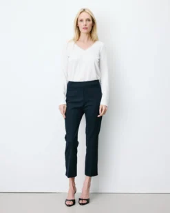 Pantalon capri ajusté à rayures marine Adrian