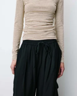 Pantalon cargo oversize taille haute noir Anvar