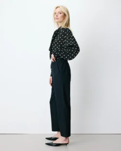 Pantalon cigarette court taille haute marine Armstrong