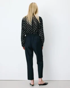 Pantalon cigarette court taille haute marine Armstrong