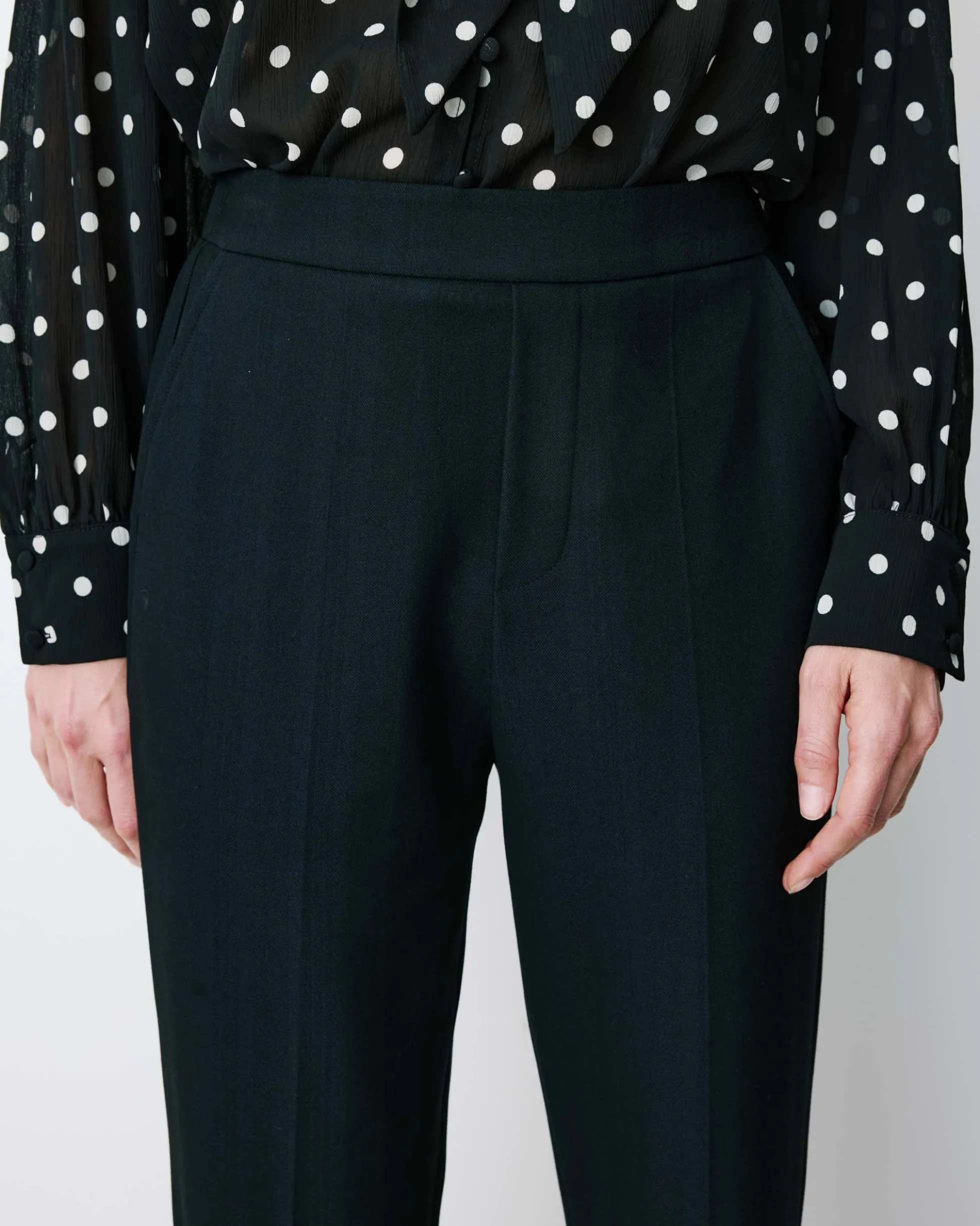 Pantalon cigarette court taille haute marine Armstrong
