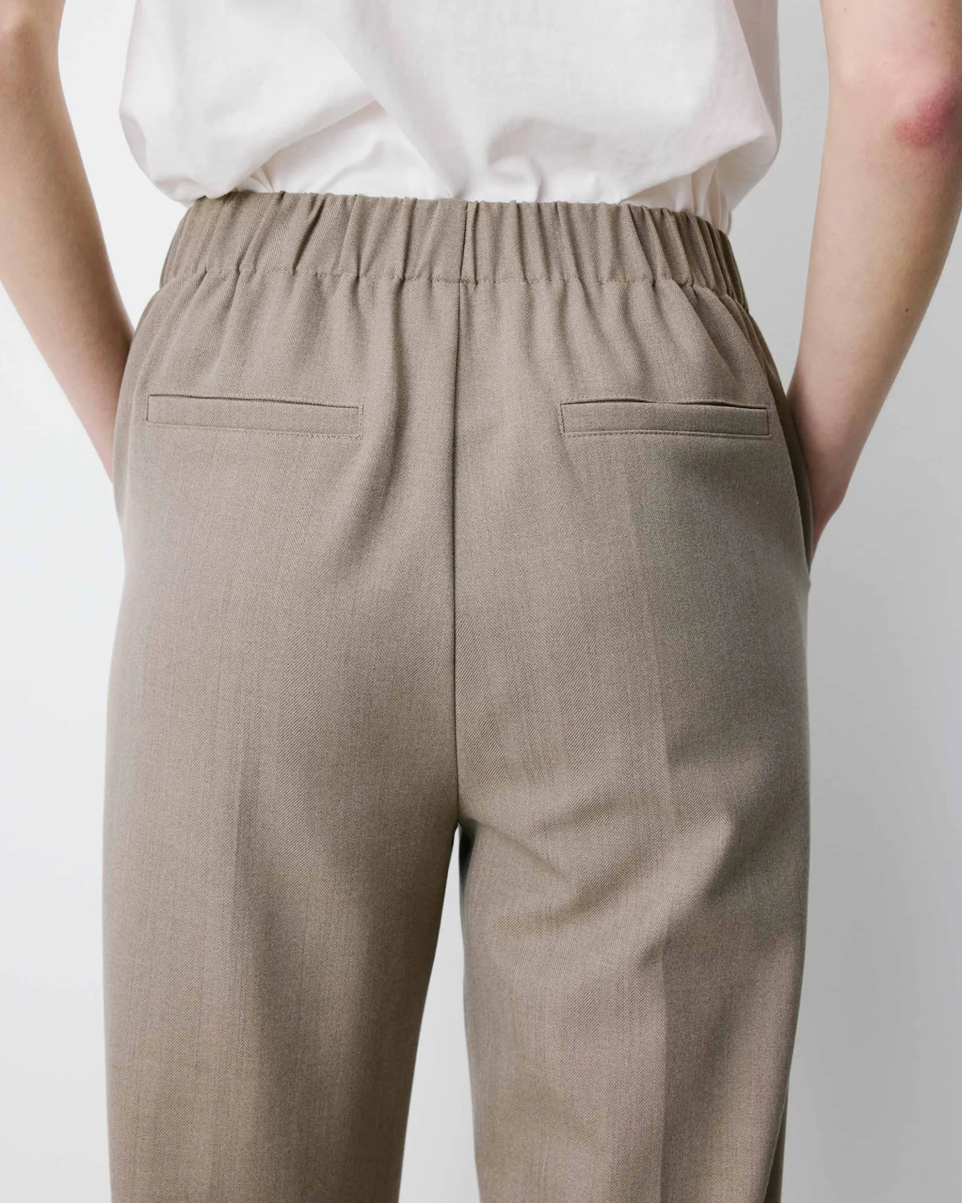 Pantalon cigarette court taille haute beige Armstrong