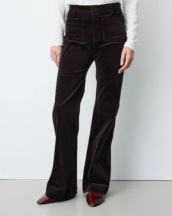 Pantalon droit velours côtelé aubergine Alban
