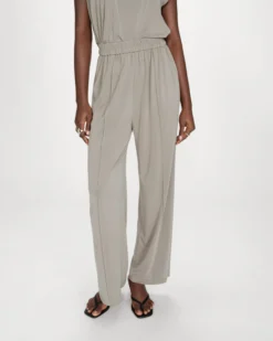 Pantalon en modal jambe large kaki Pax
