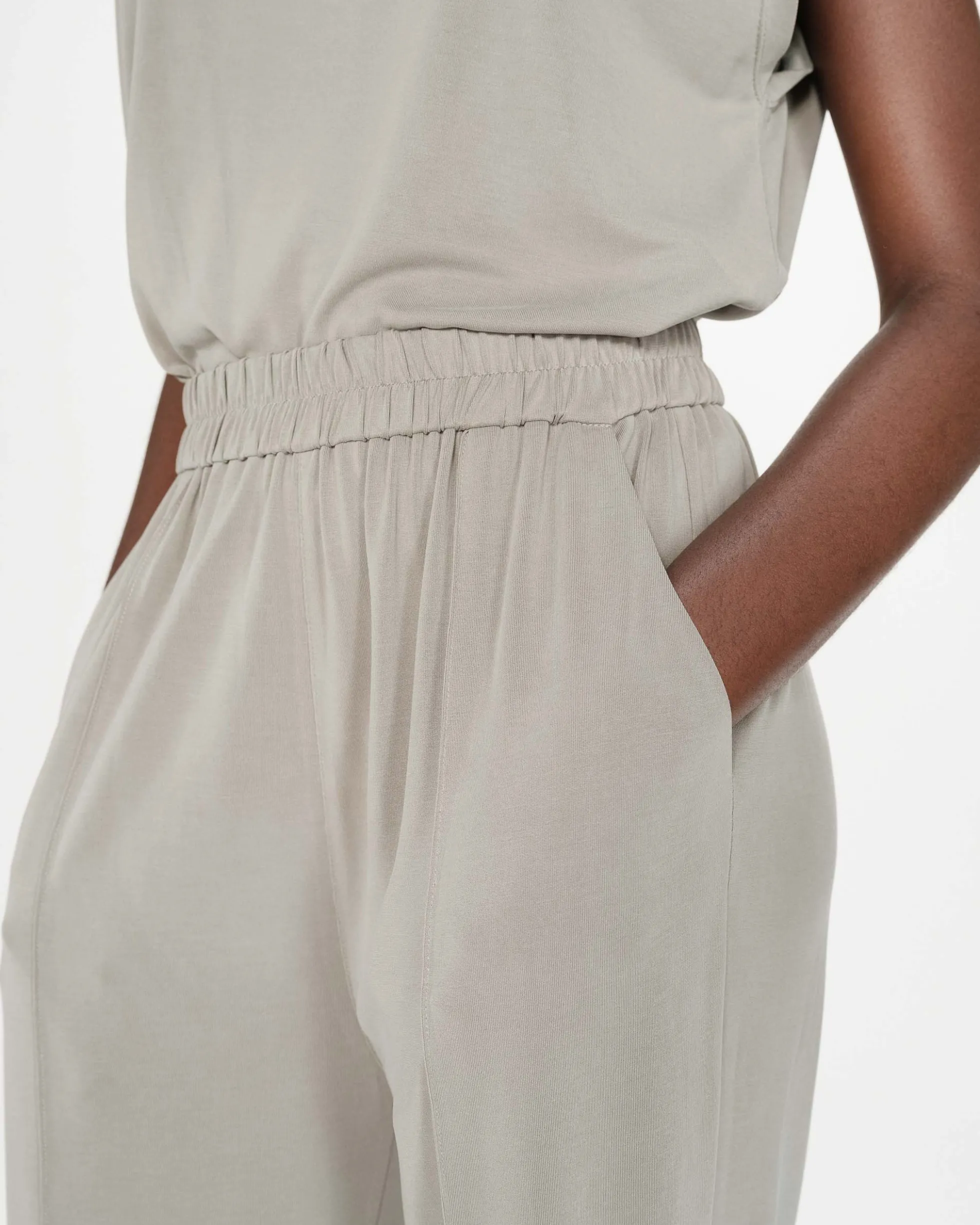 Pantalon en modal jambe large kaki Pax
