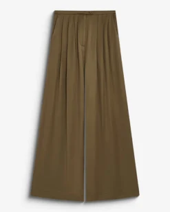 Pantalon en satin fluide à pinces olive Barnabe