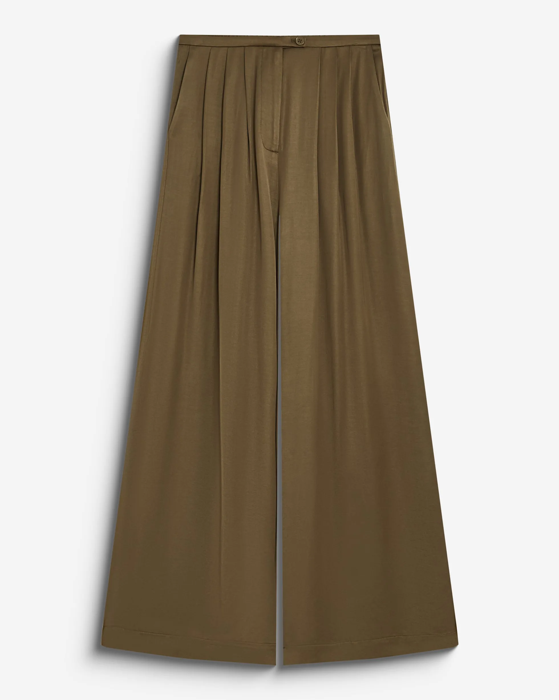 Pantalon en satin fluide à pinces olive Barnabe