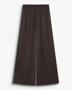 Pantalon en satin fluide à pinces chocolat Barnabe