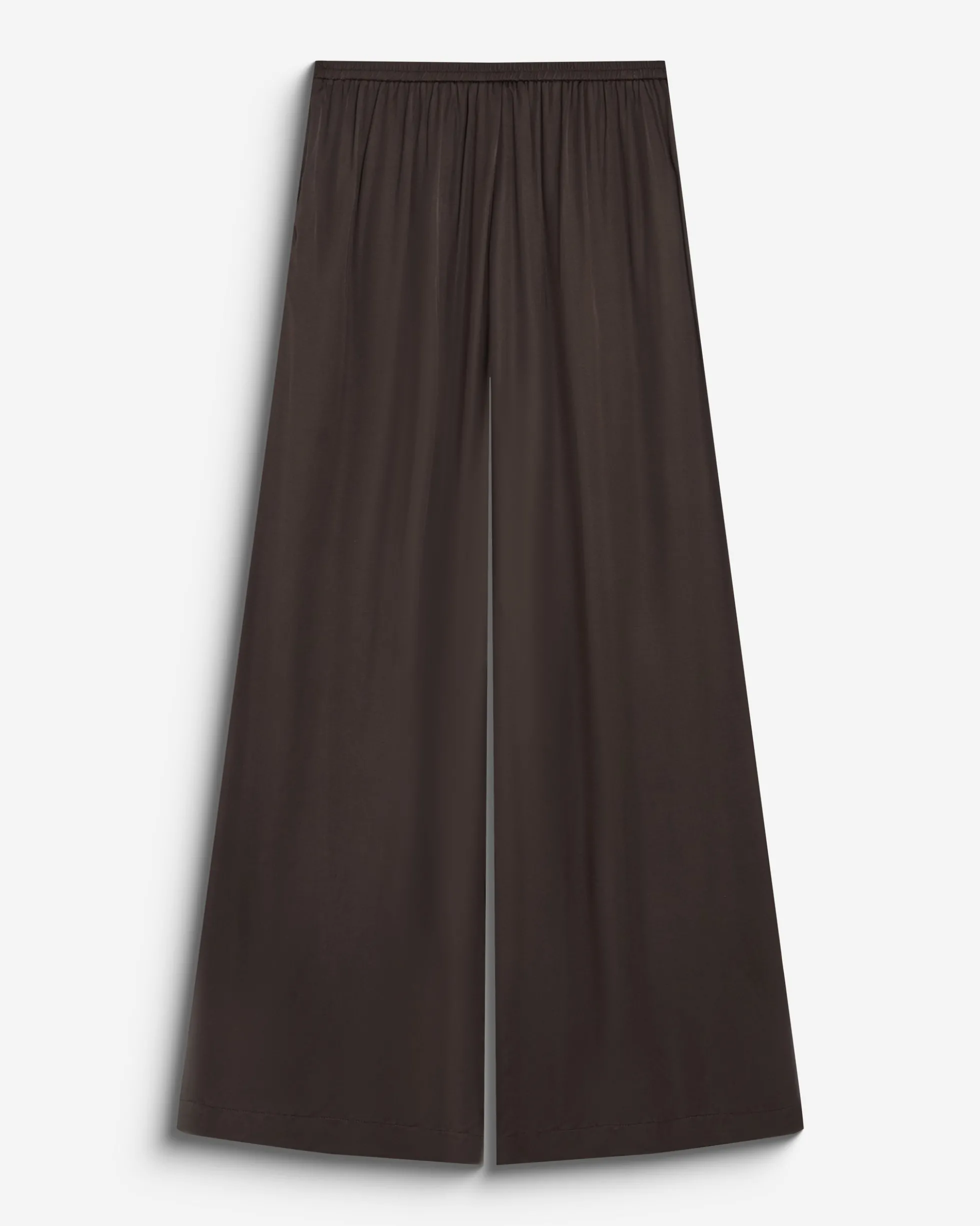 Pantalon en satin fluide à pinces chocolat Barnabe