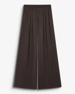 Pantalon en satin fluide à pinces chocolat Barnabe