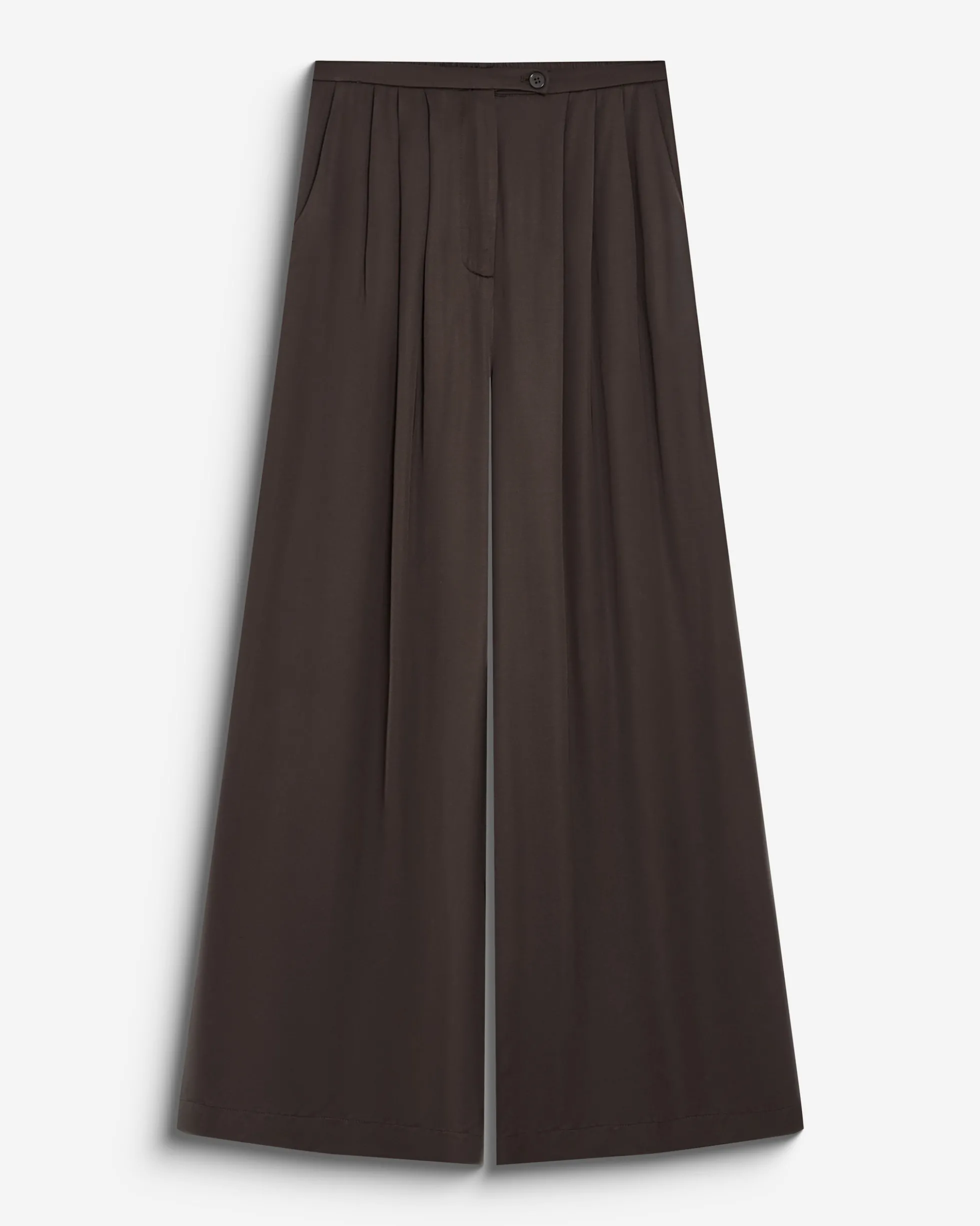 Pantalon en satin fluide à pinces chocolat Barnabe