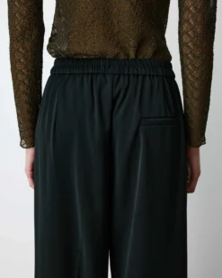 Pantalon fluide jambe large taille mi-haute noir Noblesse
