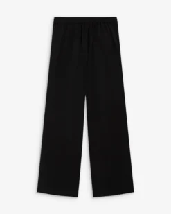 Pantalon fluide jambe large taille mi-haute noir Noblesse