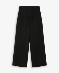 Pantalon fluide jambe large taille mi-haute noir Noblesse