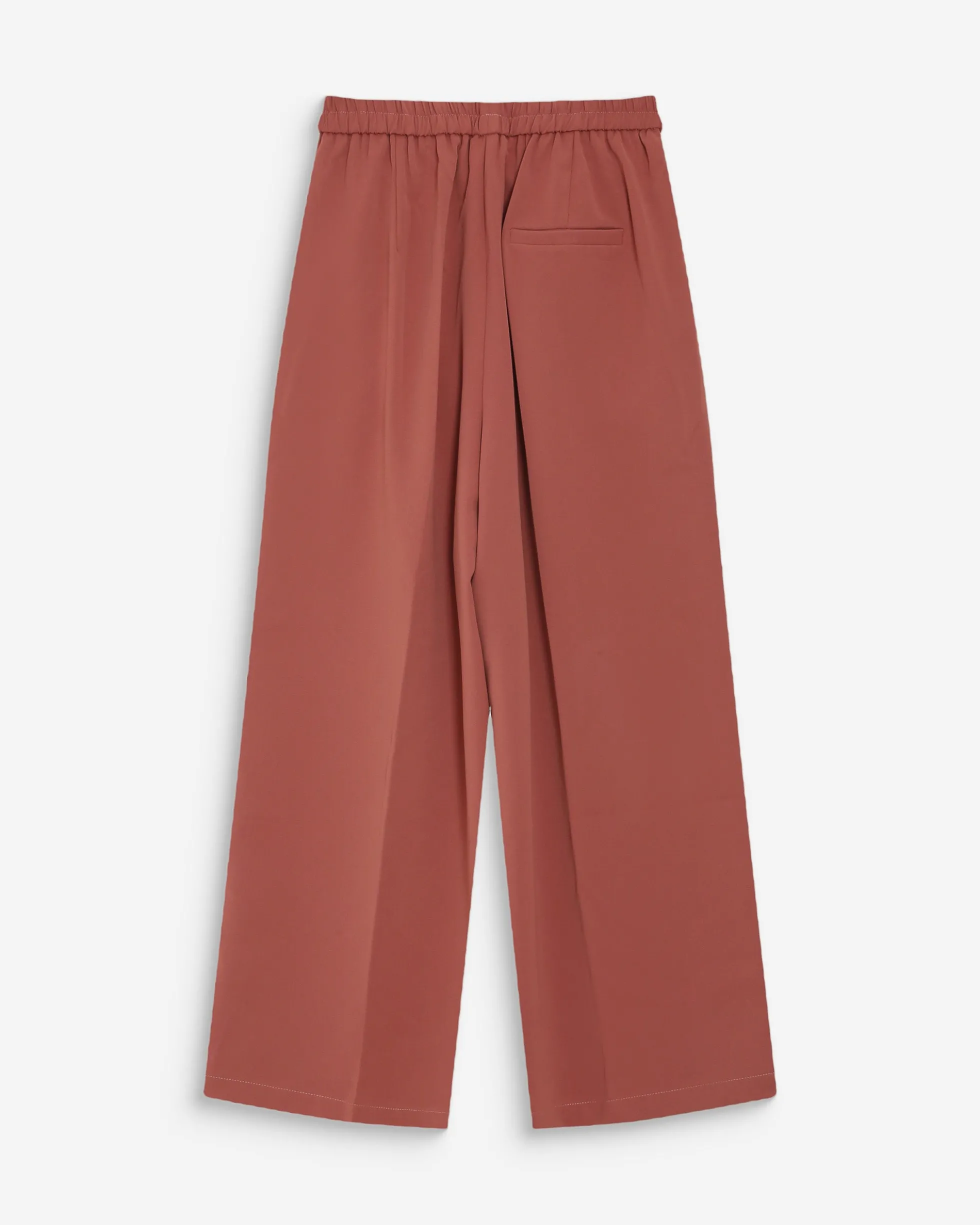 Pantalon fluide jambe large taille mi-haute terracotta Noblesse