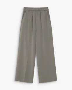 Pantalon fluide jambe large taille mi-haute kaki Noblesse