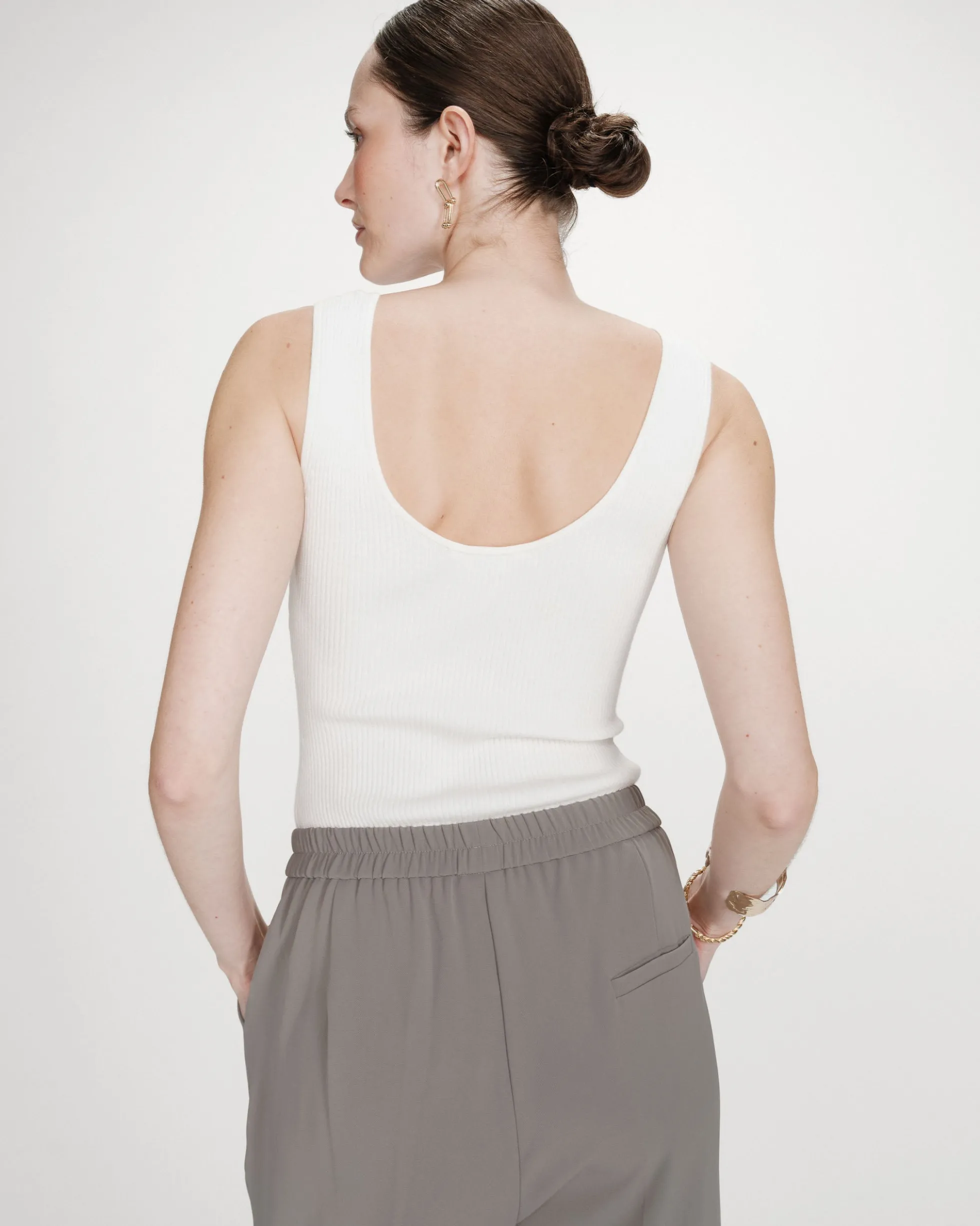 Pantalon fluide jambe large taille mi-haute kaki Noblesse