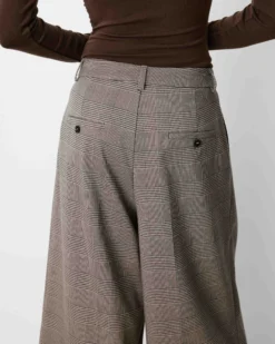 Pantalon jupe-culotte prince de Galles beige Arnold