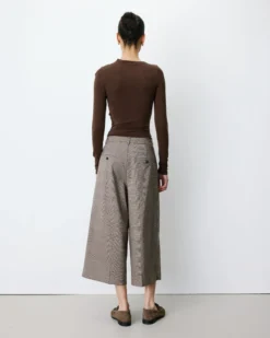 Pantalon jupe-culotte prince de Galles beige Arnold