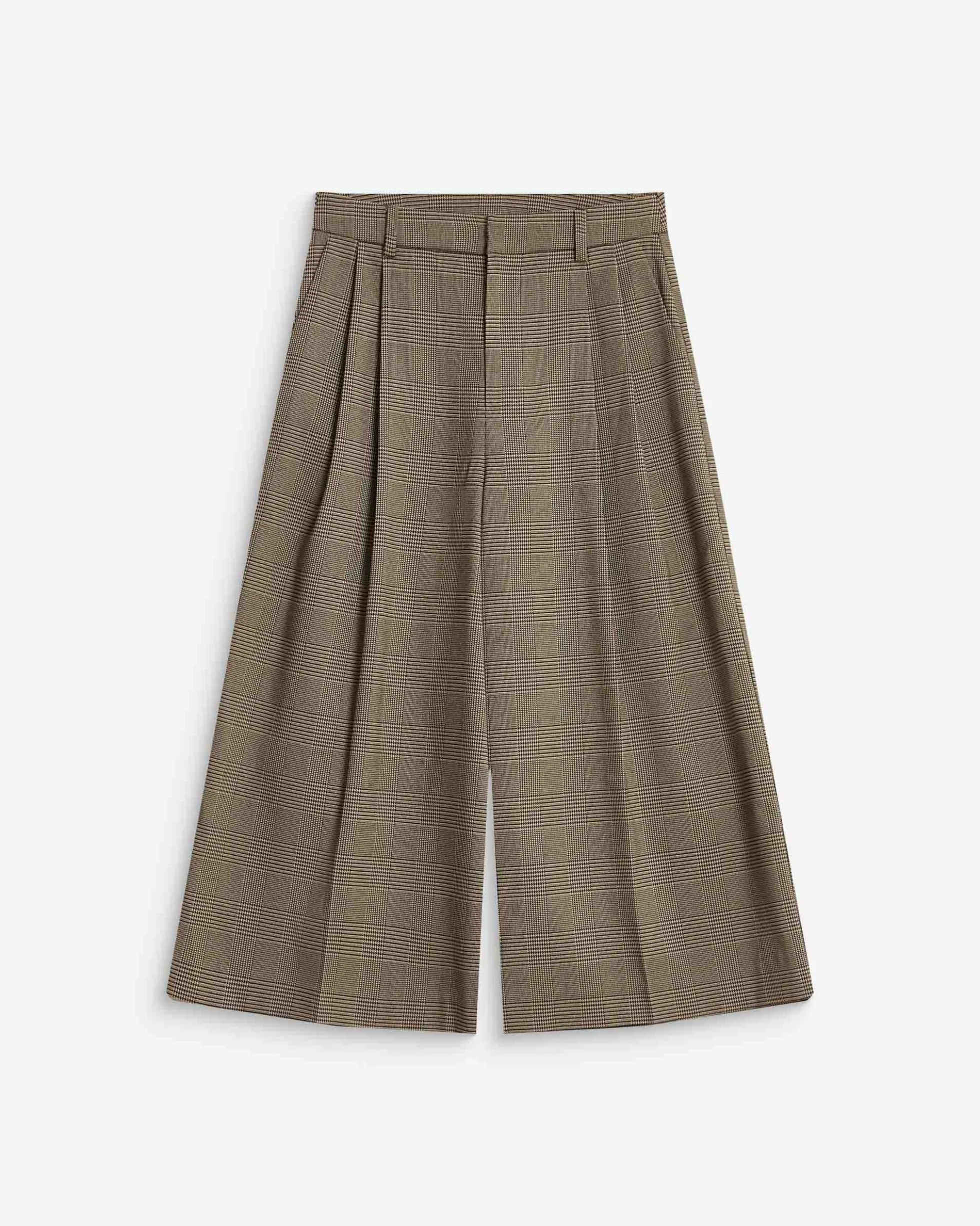 Pantalon jupe-culotte prince de Galles beige Arnold