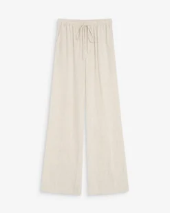 Pantalon large en lin taille haute sable Raven