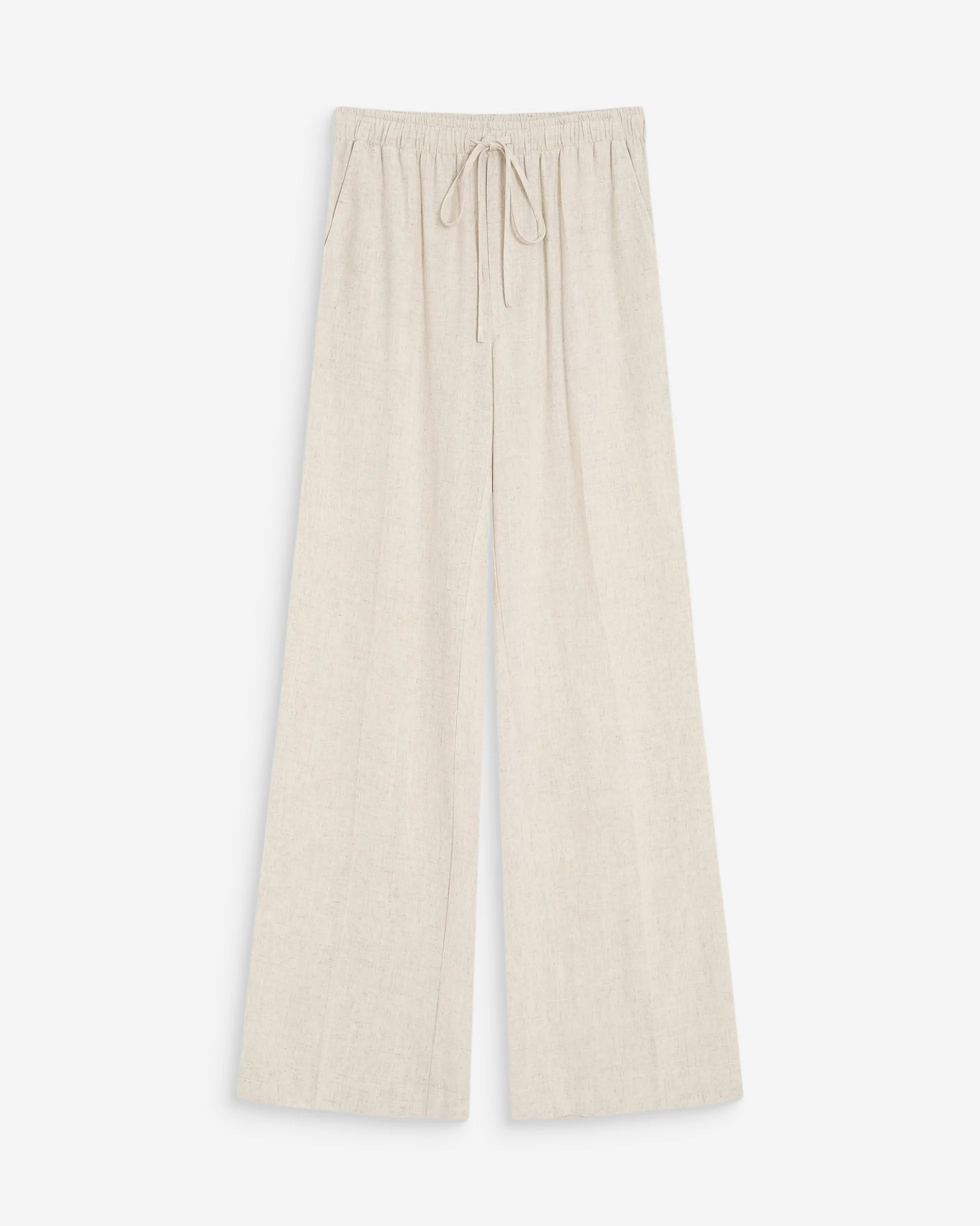 Pantalon large en lin taille haute sable Raven