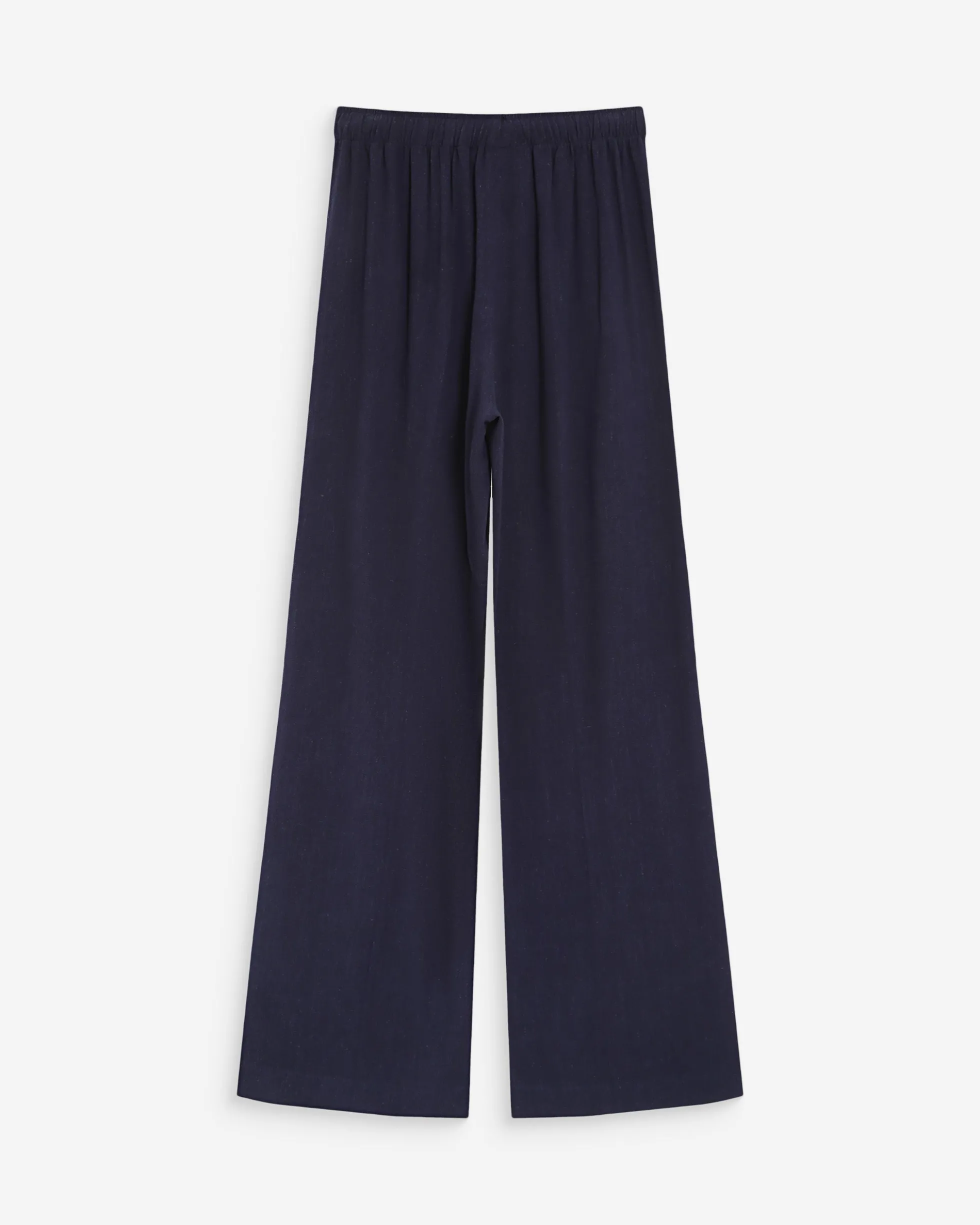 Pantalon large en lin taille haute marine Raven