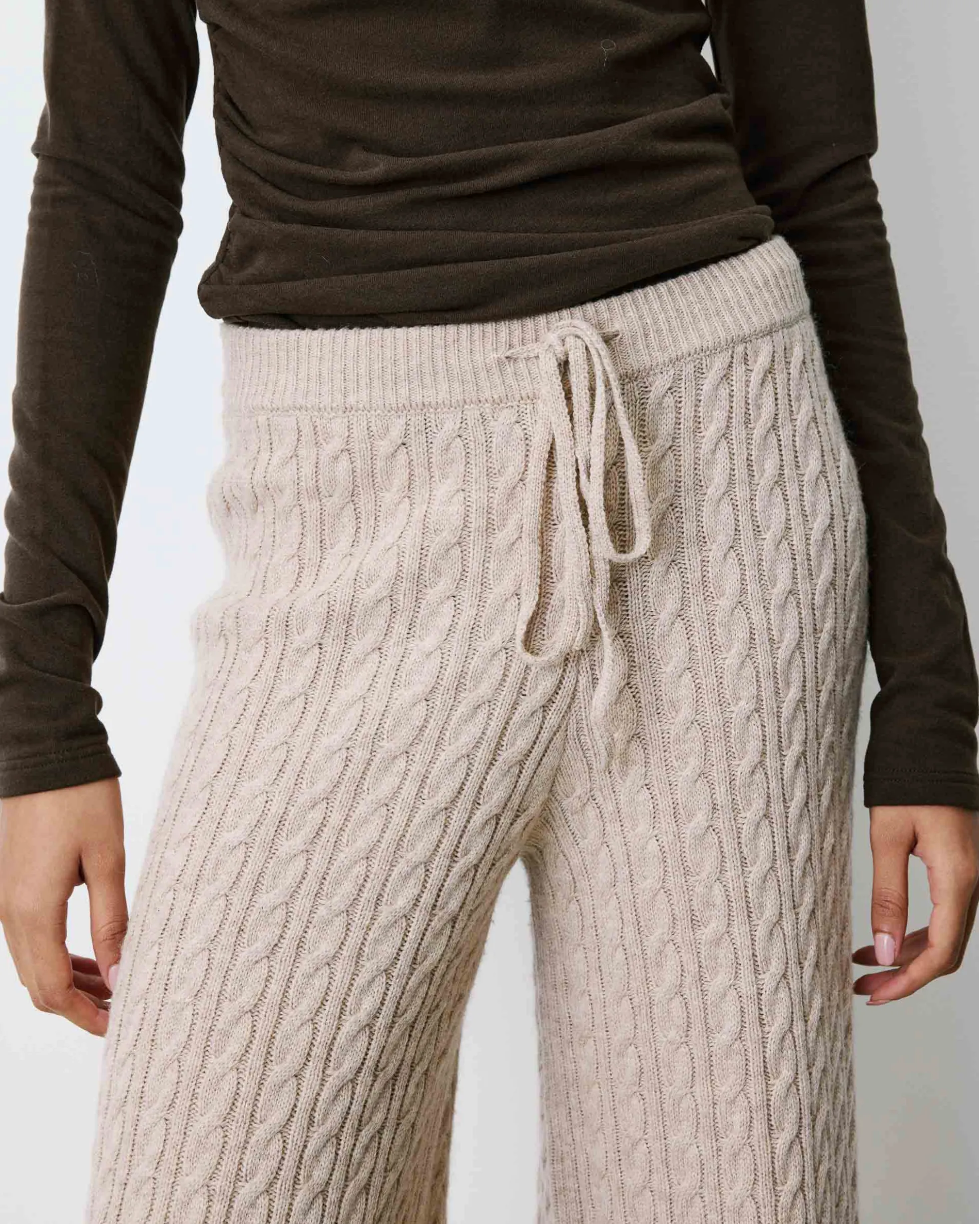 Pantalon large en maille texturée grege Bilo