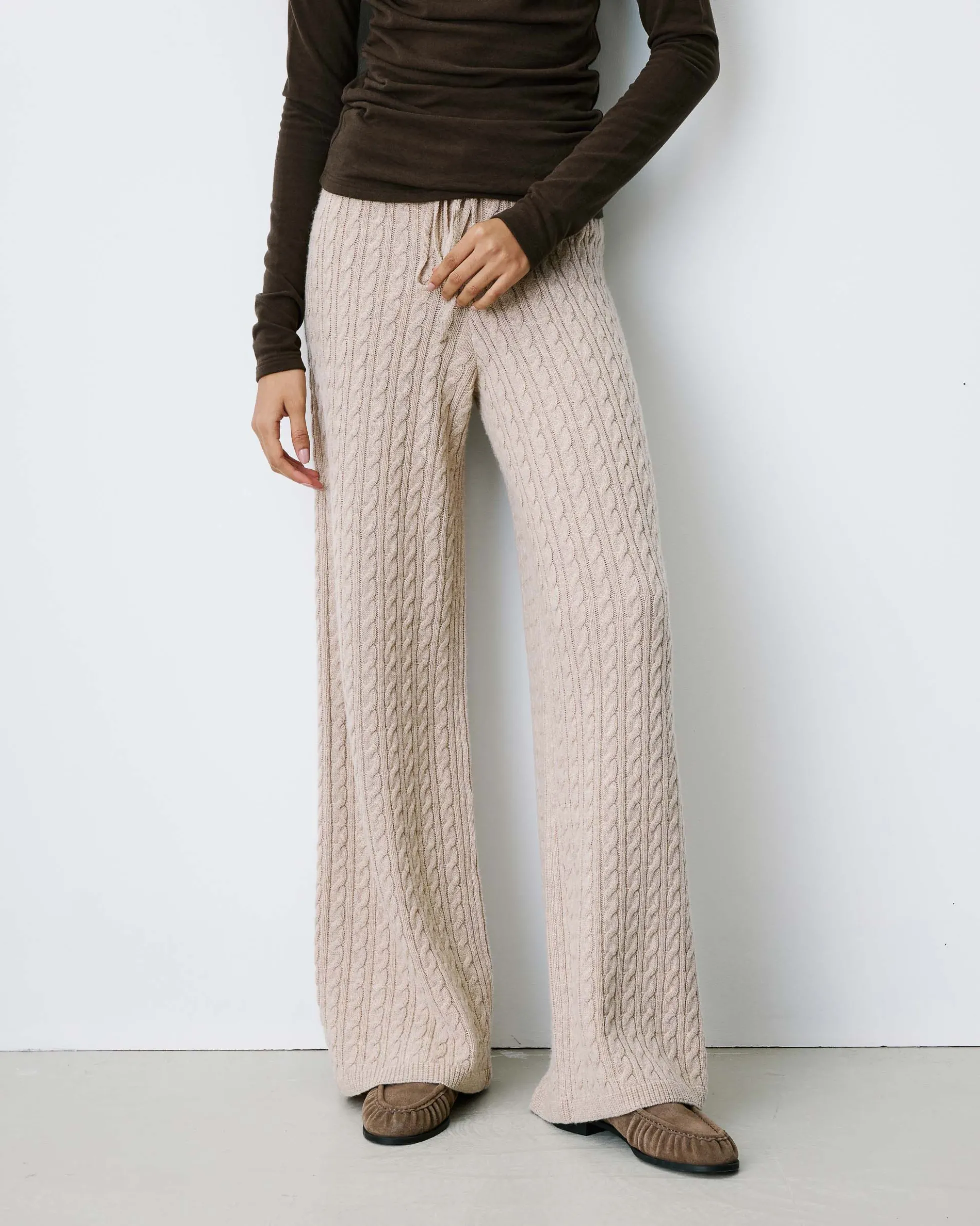 Pantalon large en maille texturée grege Bilo