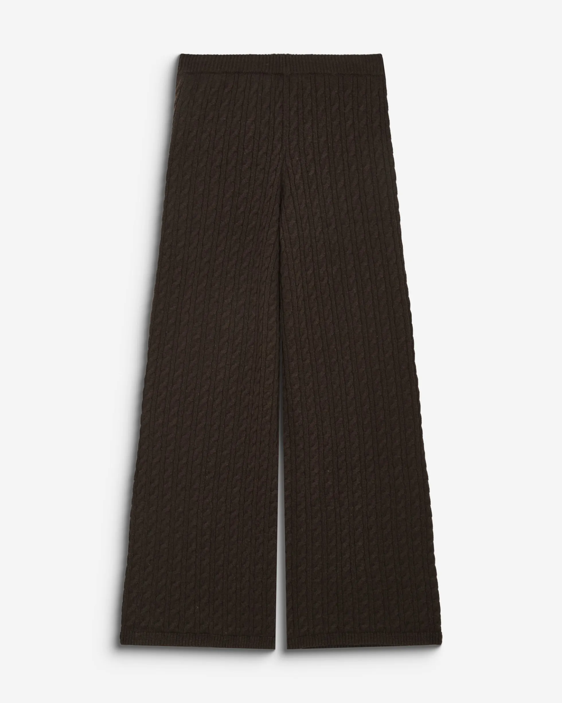 Pantalon large en maille texturée chocolat Bilo