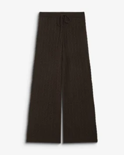 Pantalon large en maille texturée chocolat Bilo