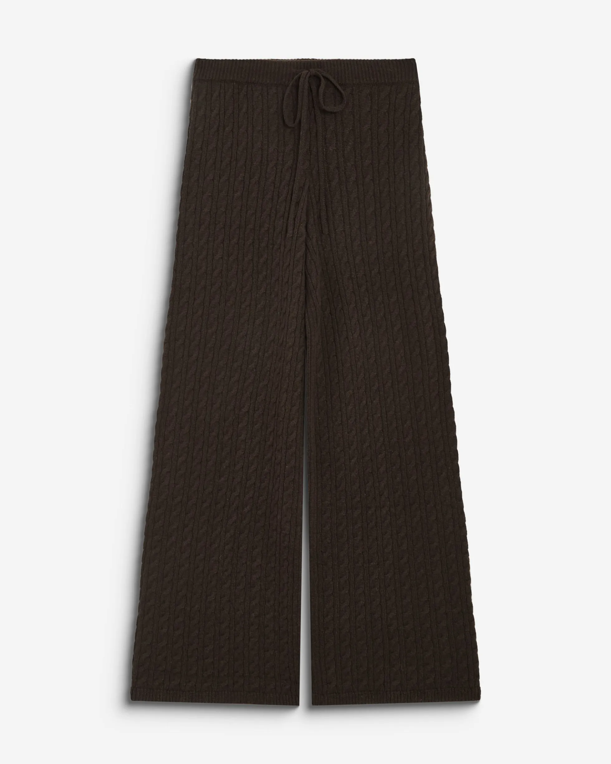 Pantalon large en maille texturée chocolat Bilo