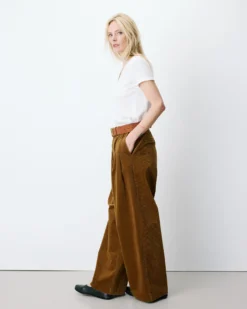 Pantalon oversize velours côtelé coffee Abriel