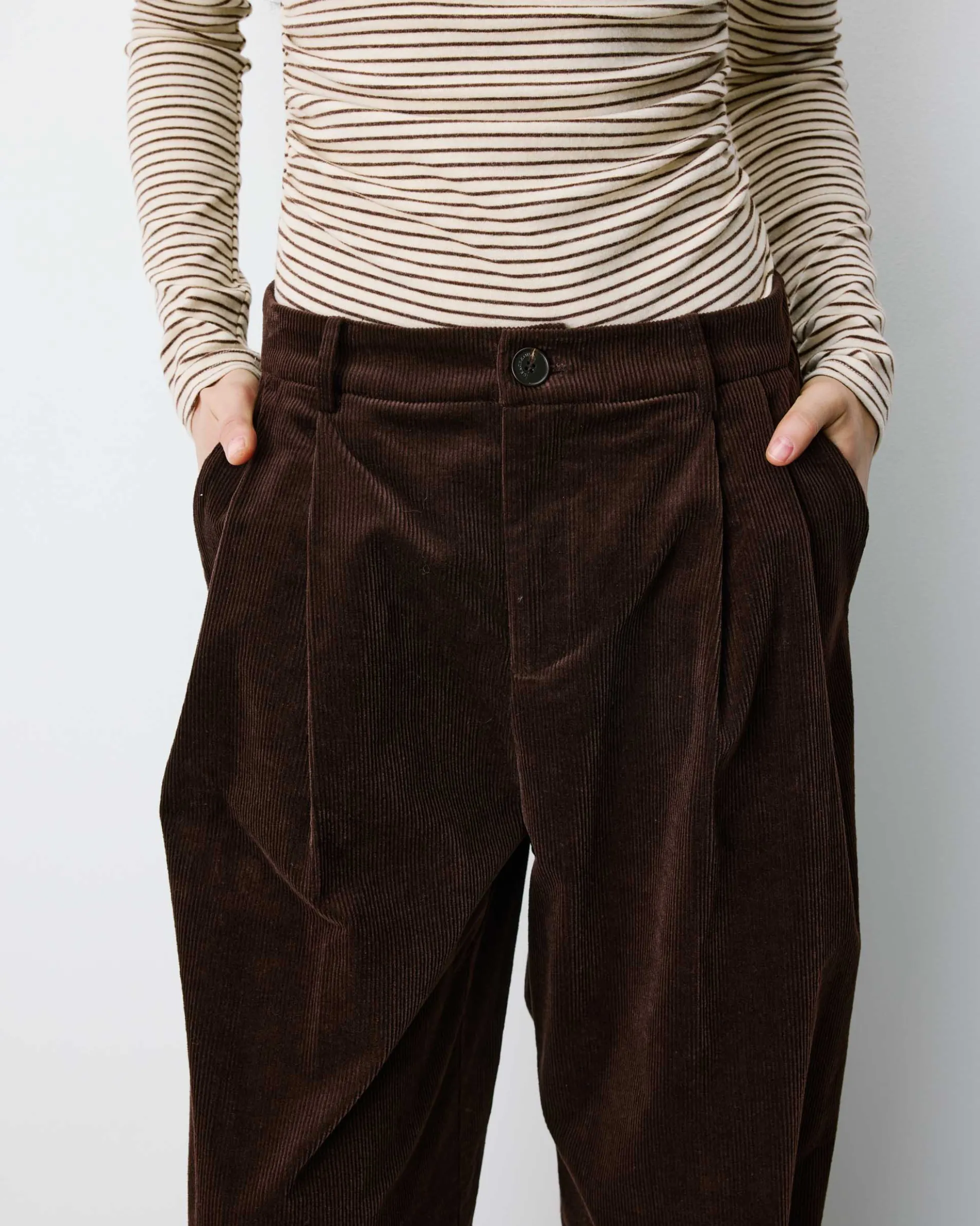 Pantalon oversize velours côtelé chocolat Abriel