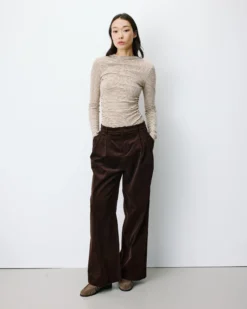 Pantalon oversize velours côtelé chocolat Abriel