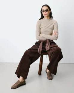 Pantalon oversize velours côtelé chocolat Abriel
