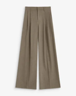 Pantalon tailleur ample ceinture nouable rayure Ardoise